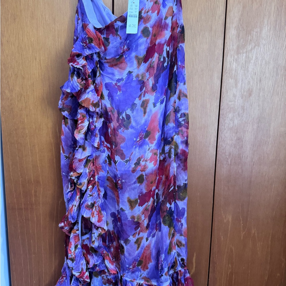 J. Crew Purple Floral Ruffled Maxi Skirt